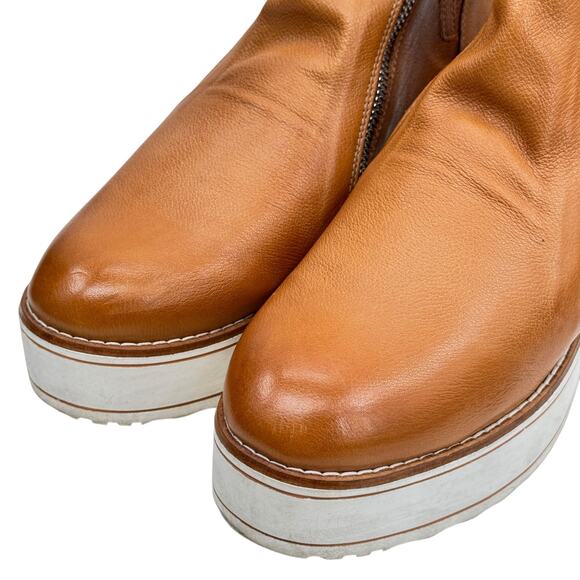 Silent D Nene Boot SZ 38 7 Womens Tan Leather Double Zip Platform Sneaker Bootie - Picture 11 of 12